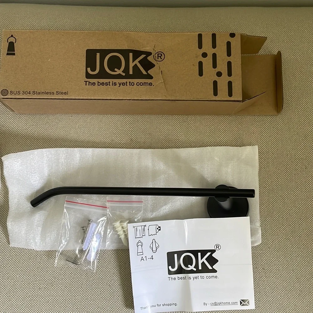 Matte Black Hand Towel Holder, Stainless Steel wall mount 9 in NWT NIB